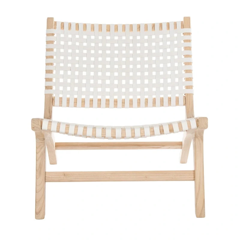 SAFAVIEH Theodora Leather Woven Accent Chair - 25.2 W x 31.5 L x 26.8 H - 25Wx31Dx27H