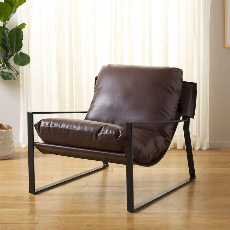 SAFAVIEH Elinor Fauteuil d'appoint avec surmatelas (entièrement assemblé) - 31 po L x 35 po P x 33 po H - 31Lx35Px33H