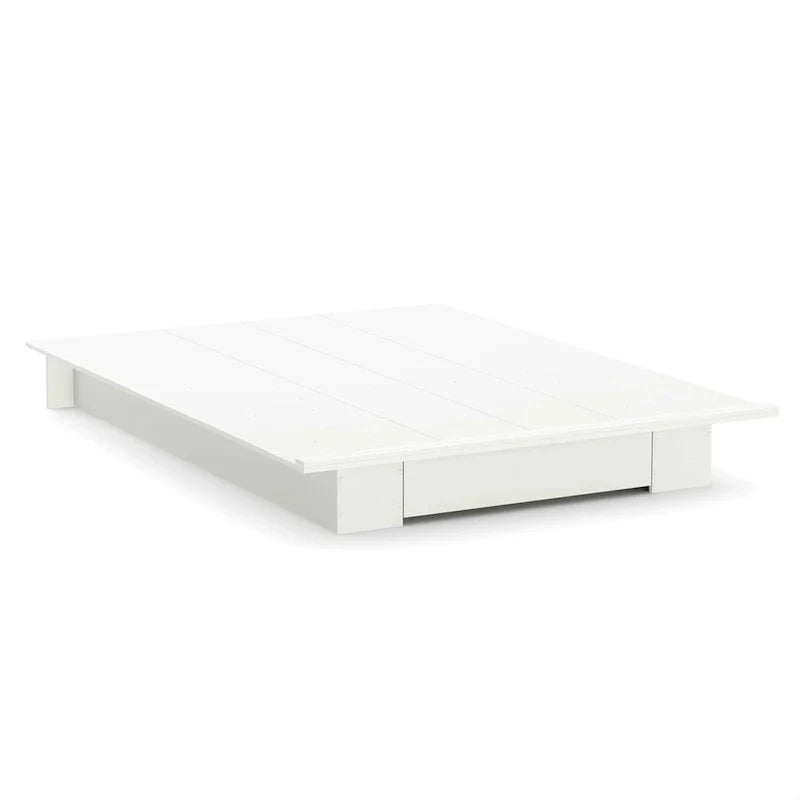 Cadre de lit plateforme moderne blanc Queen size avec tiroir de rangement inférieur