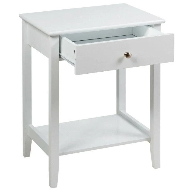 Comodino/Tavolino da salotto in legno con vano contenitore/espositore