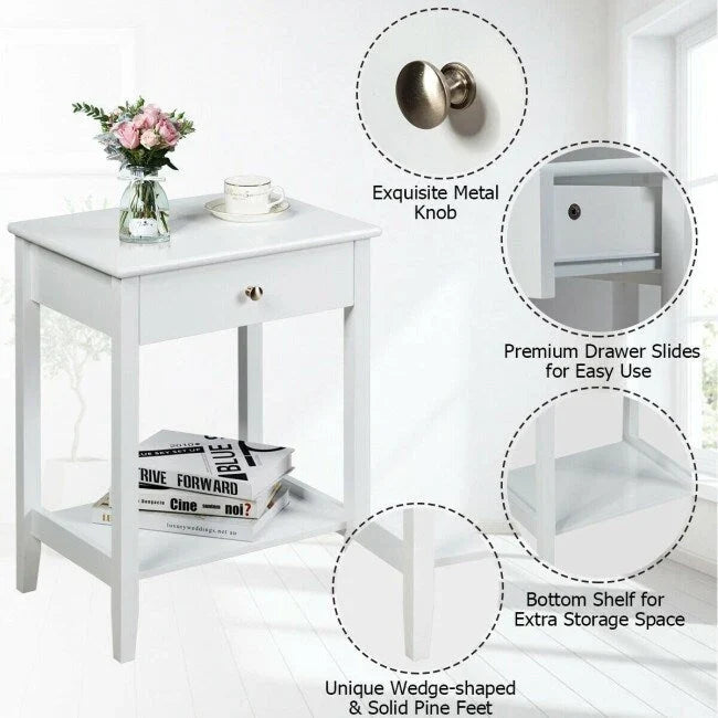 Comodino/Tavolino da salotto in legno con vano contenitore/espositore