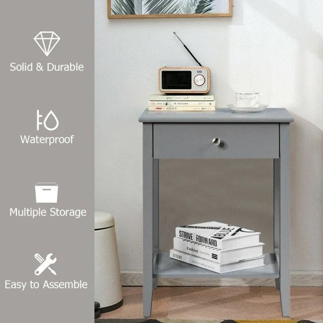 Comodino/Tavolino da salotto in legno con vano contenitore/espositore