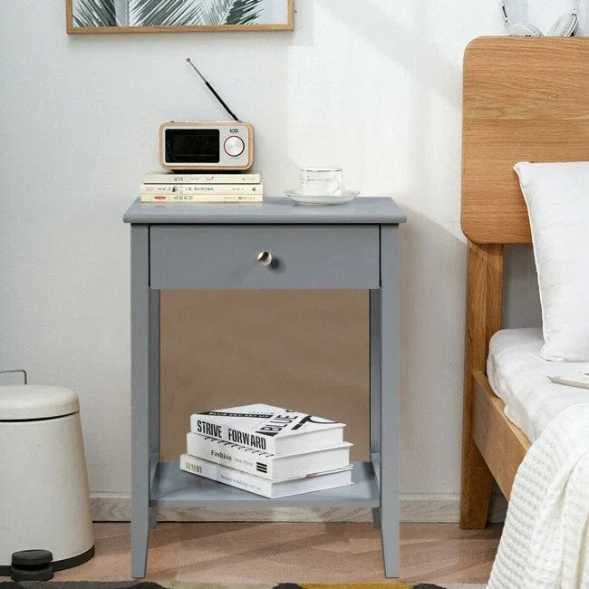 Comodino/Tavolino da salotto in legno con vano contenitore/espositore