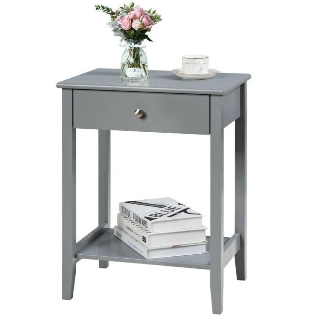 Comodino/Tavolino da salotto in legno con vano contenitore/espositore