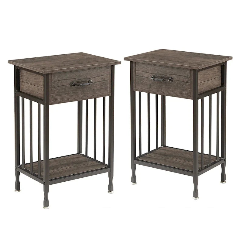 VECELO Lot de 2 tables de chevet modernes avec tiroir et étagère de rangement