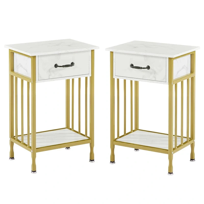 VECELO Lot de 2 tables de chevet modernes avec tiroir et étagère de rangement