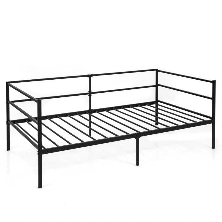 Cadre de lit de repos métallique de taille double pour salon ou chambre à coucher
