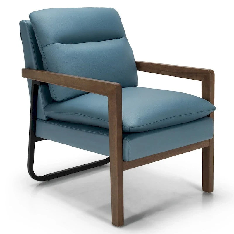 Costway Fauteuil d'appoint moderne avec pieds en bois d'hévéa – 34,5 x 26,5 x 36