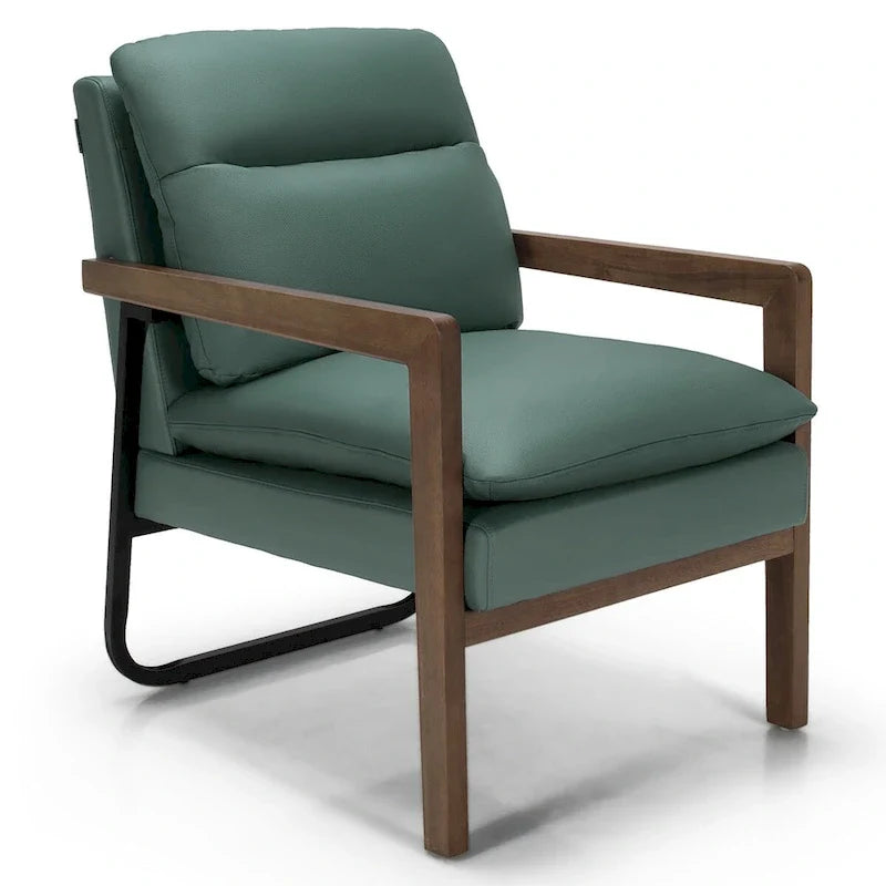 Costway Fauteuil d'appoint moderne avec pieds en bois d'hévéa – 34,5 x 26,5 x 36