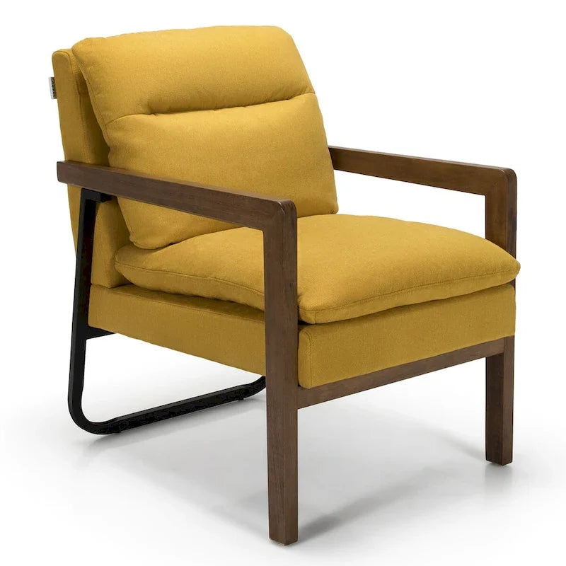 Costway Fauteuil d'appoint moderne avec pieds en bois d'hévéa – 34,5 x 26,5 x 36