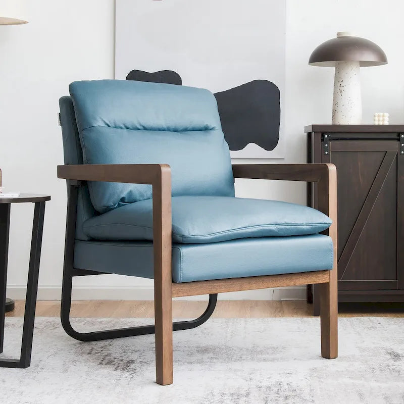 Costway Fauteuil d'appoint moderne avec pieds en bois d'hévéa – 34,5 x 26,5 x 36