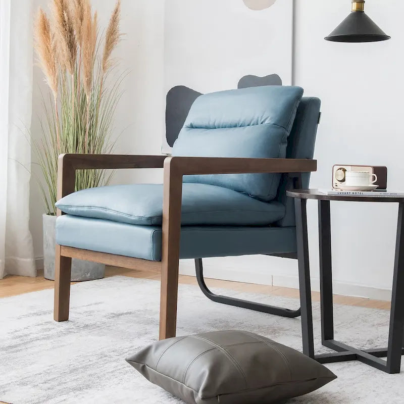 Costway Fauteuil d'appoint moderne avec pieds en bois d'hévéa – 34,5 x 26,5 x 36