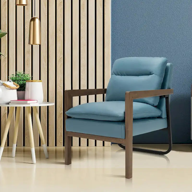 Costway Fauteuil d'appoint moderne avec pieds en bois d'hévéa – 34,5 x 26,5 x 36