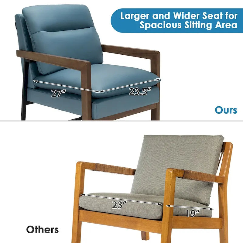Costway Fauteuil d'appoint moderne avec pieds en bois d'hévéa – 34,5 x 26,5 x 36
