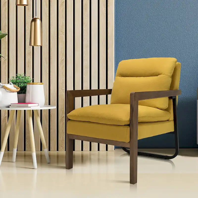 Costway Fauteuil d'appoint moderne avec pieds en bois d'hévéa – 34,5 x 26,5 x 36
