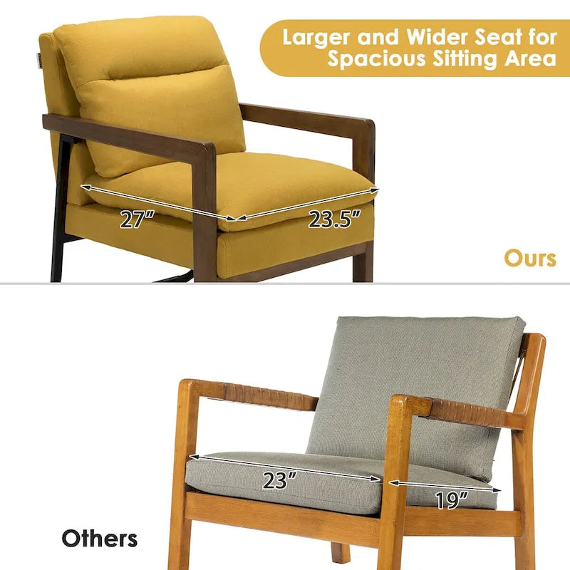 Costway Fauteuil d'appoint moderne avec pieds en bois d'hévéa – 34,5 x 26,5 x 36