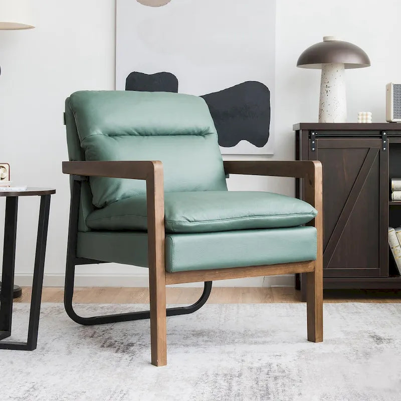 Costway Fauteuil d'appoint moderne avec pieds en bois d'hévéa – 34,5 x 26,5 x 36