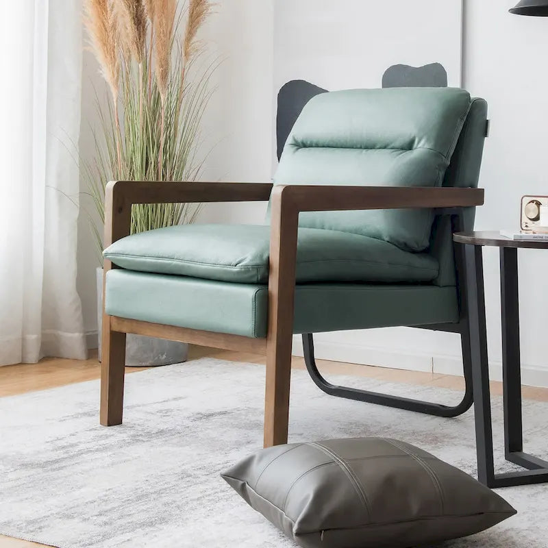 Costway Fauteuil d'appoint moderne avec pieds en bois d'hévéa – 34,5 x 26,5 x 36