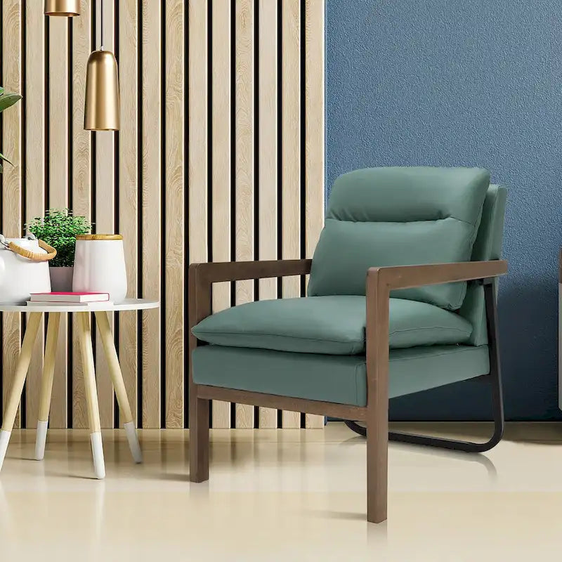 Costway Fauteuil d'appoint moderne avec pieds en bois d'hévéa – 34,5 x 26,5 x 36