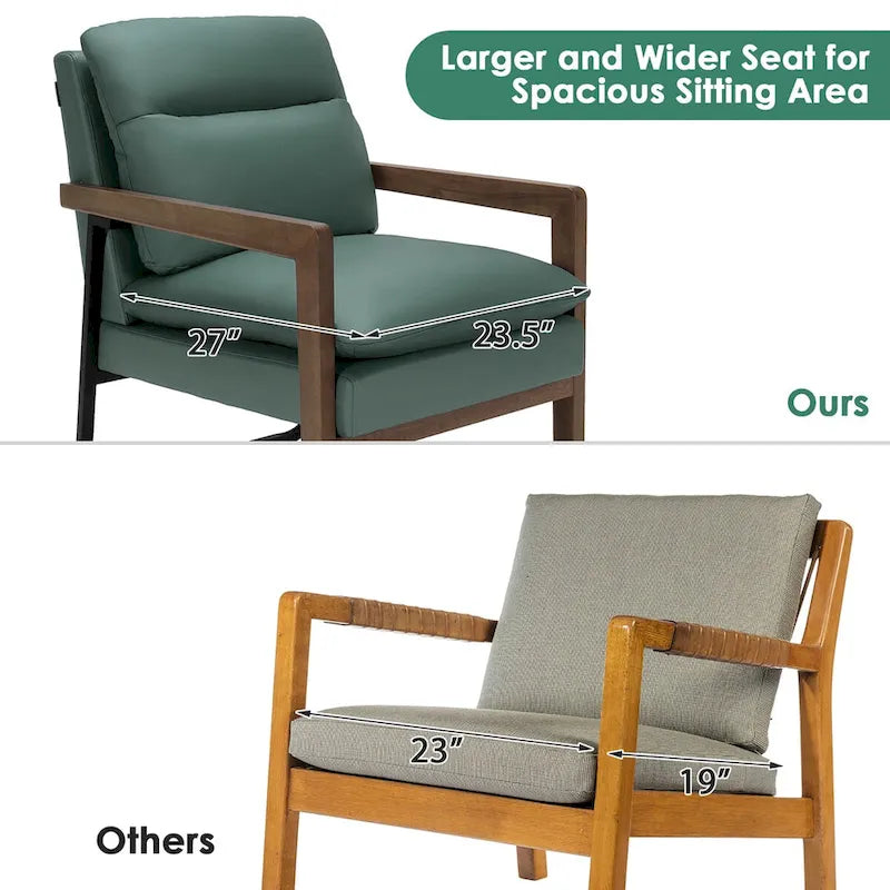 Costway Fauteuil d'appoint moderne avec pieds en bois d'hévéa – 34,5 x 26,5 x 36