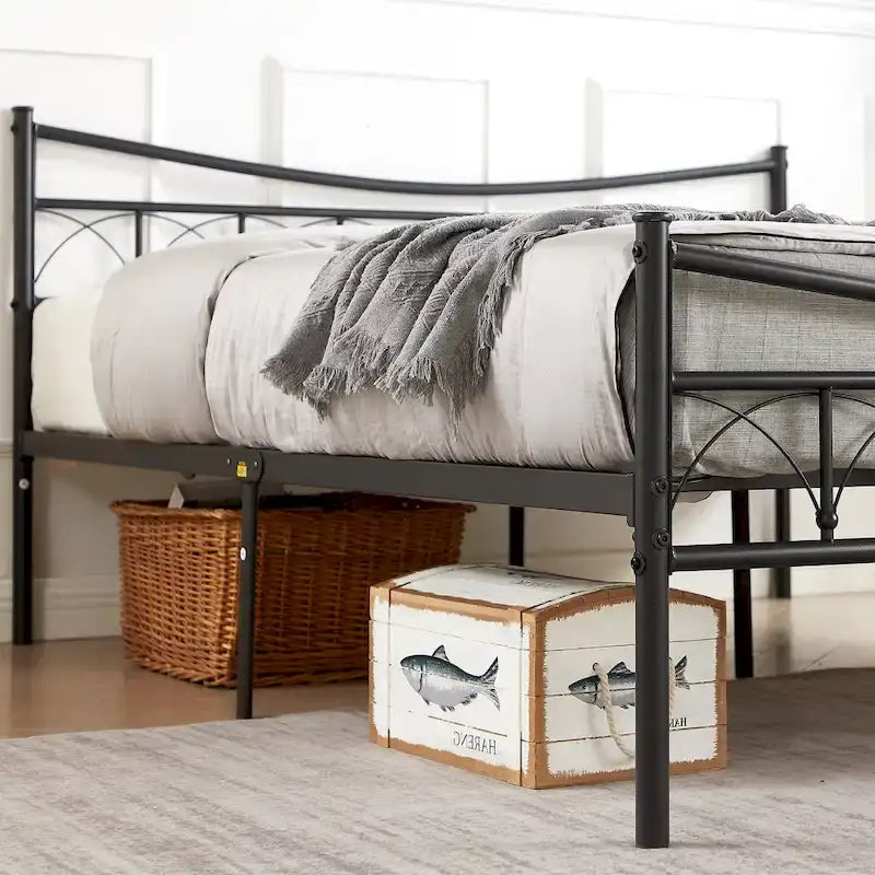 VECELO Telaio letto a piattaforma in metallo con testiera Letti singoli/matrimoniali/queen