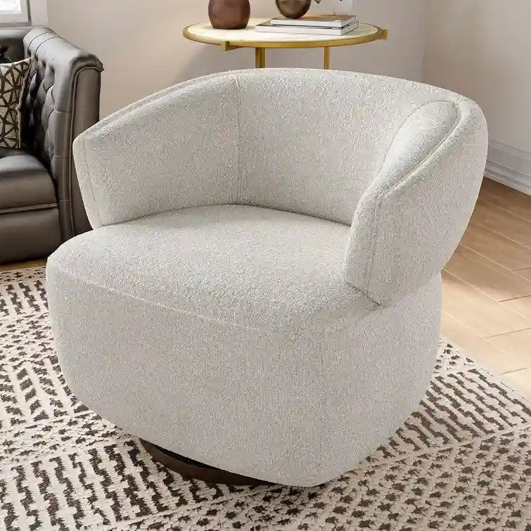 Fauteuil club pivotant rembourré entièrement assemblé