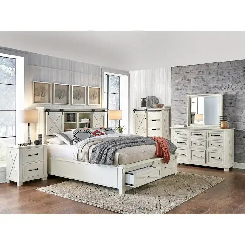 Lit plateforme de rangement en bois massif Shanna Simply Solid