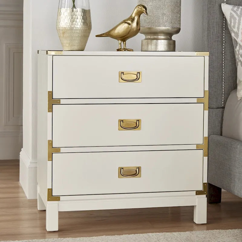 Table de chevet à 3 tiroirs accents doré Kedric par iNSPIRE Q Bold