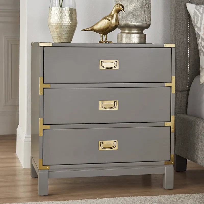 Table de chevet à 3 tiroirs accents doré Kedric par iNSPIRE Q Bold