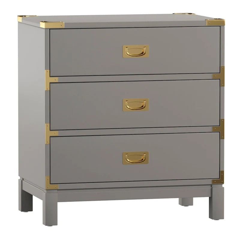 Table de chevet à 3 tiroirs accents doré Kedric par iNSPIRE Q Bold