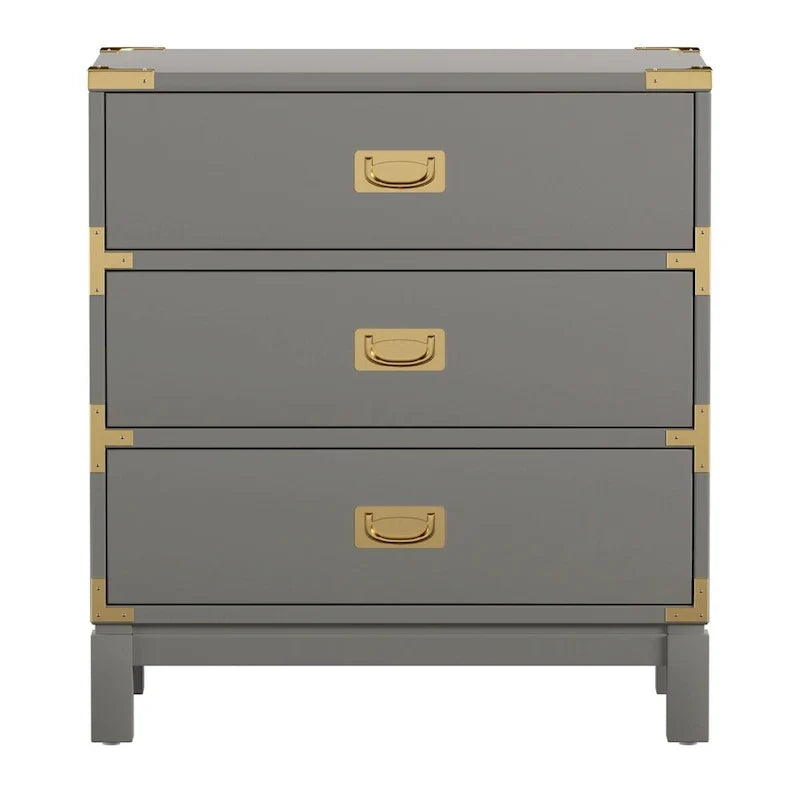 Table de chevet à 3 tiroirs accents doré Kedric par iNSPIRE Q Bold
