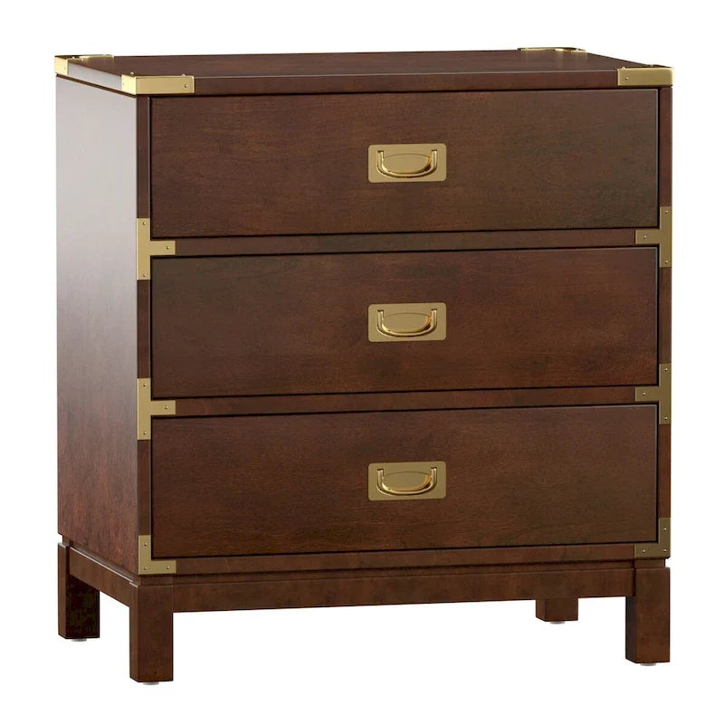 Table de chevet à 3 tiroirs accents doré Kedric par iNSPIRE Q Bold