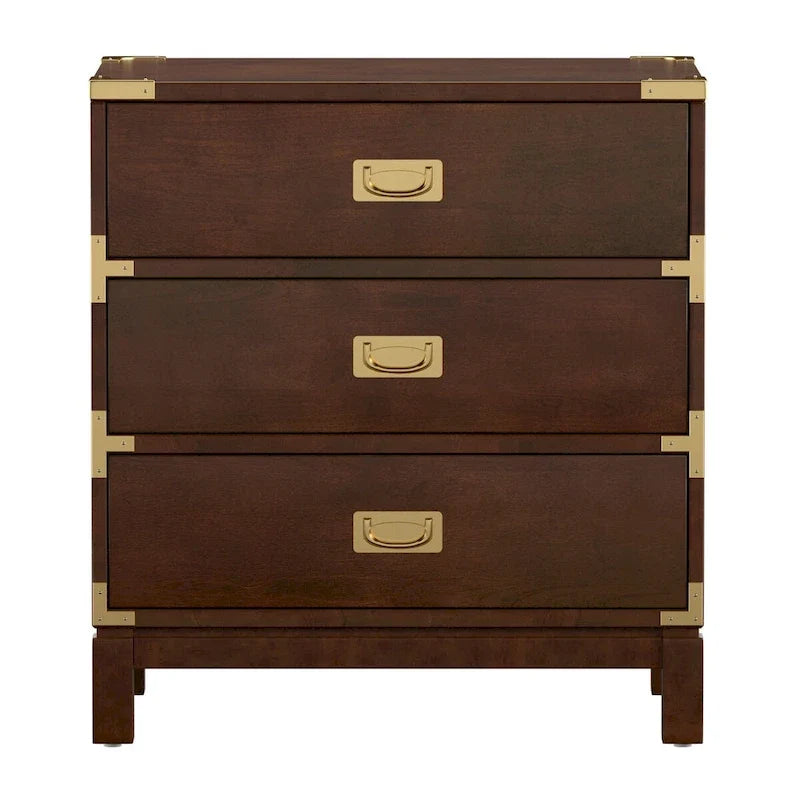 Table de chevet à 3 tiroirs accents doré Kedric par iNSPIRE Q Bold