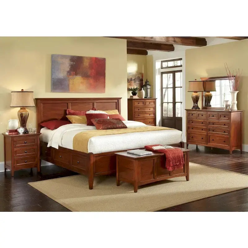 Collection de chambre à coucher 7 pièces Queen en bois massif Simply Solid Aiden