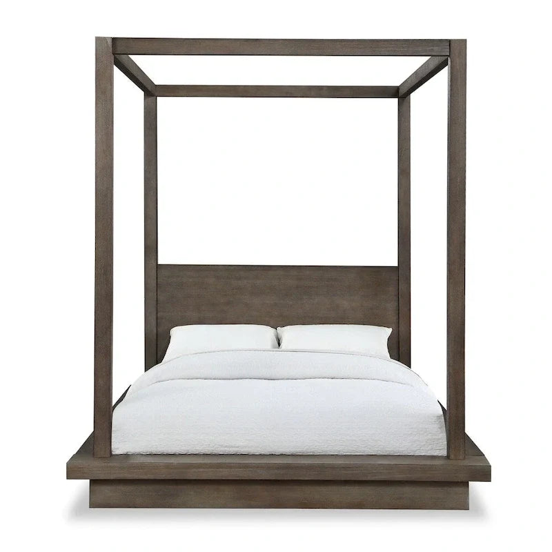 Letto a baldacchino king-size Carbon Loft Carnegie in pino scuro