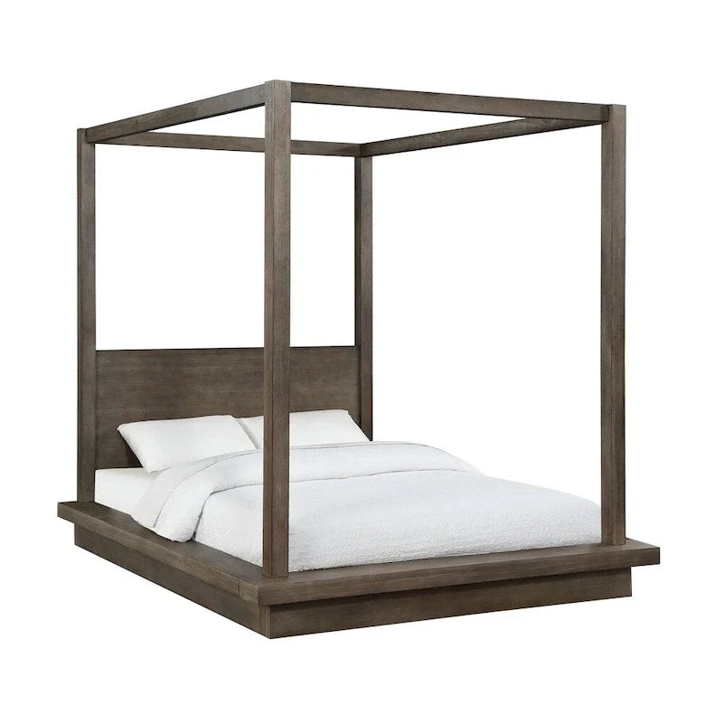 Letto a baldacchino king-size Carbon Loft Carnegie in pino scuro