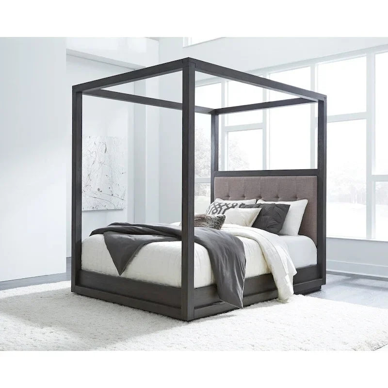 Letto a baldacchino king-size Carbon Loft Barron