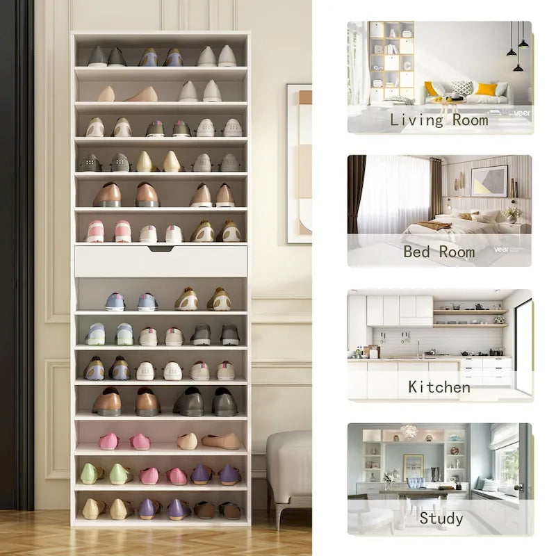 Étagère à chaussures multicouche Meuble de rangement pour entrée Meuble à chaussures peu encombrant