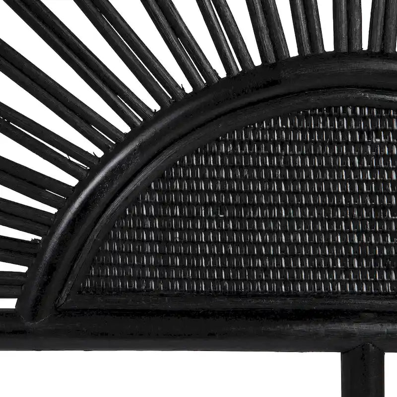 Testiera a raggiera in rattan e legno di recupero