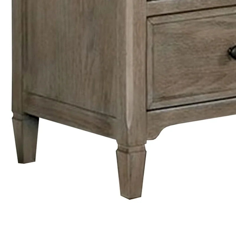 Armoire avec 6 tiroirs de rangement et pieds tournés, marron naturel