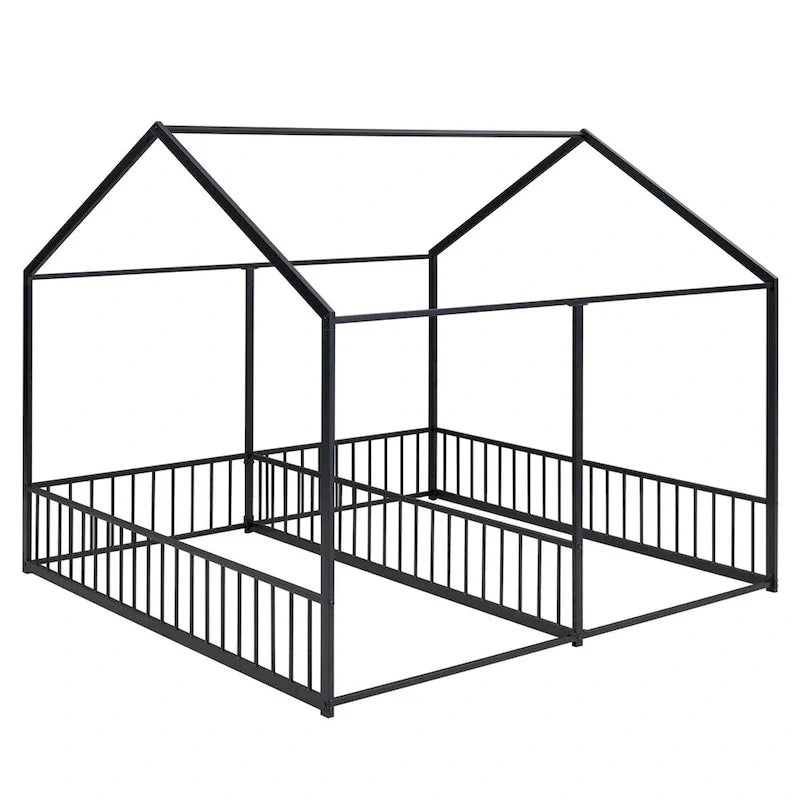 Lits de plateforme de maison en métal Merax taille double