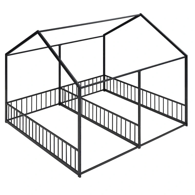 Lits de plateforme de maison en métal Merax taille double