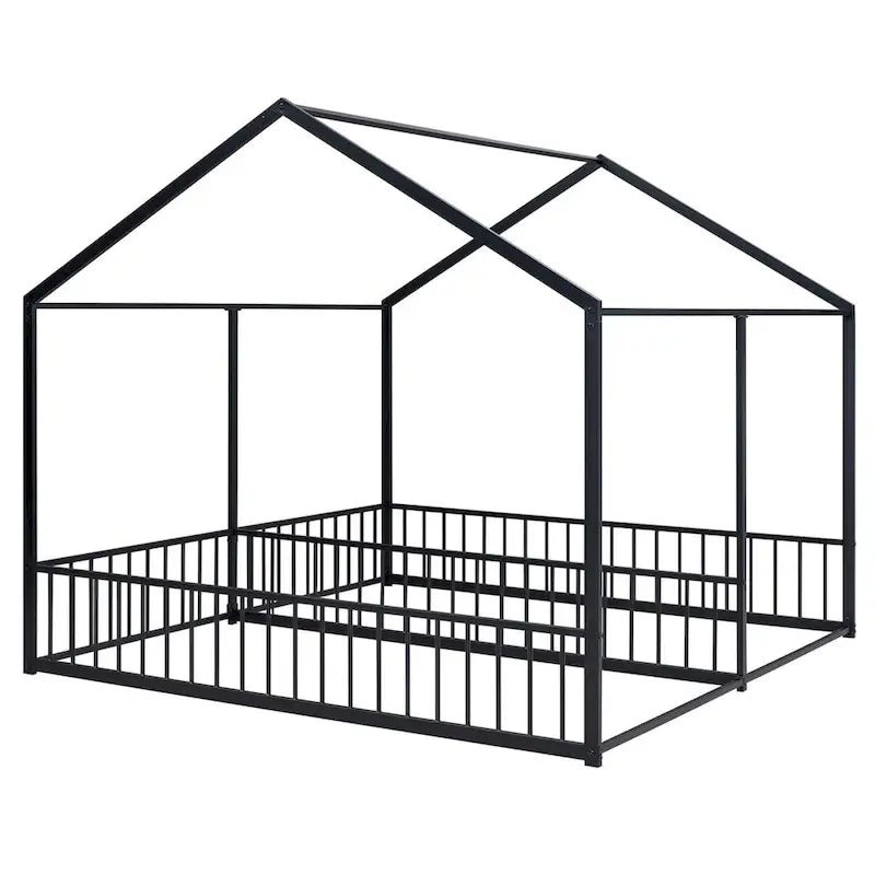 Lits de plateforme de maison en métal Merax taille double