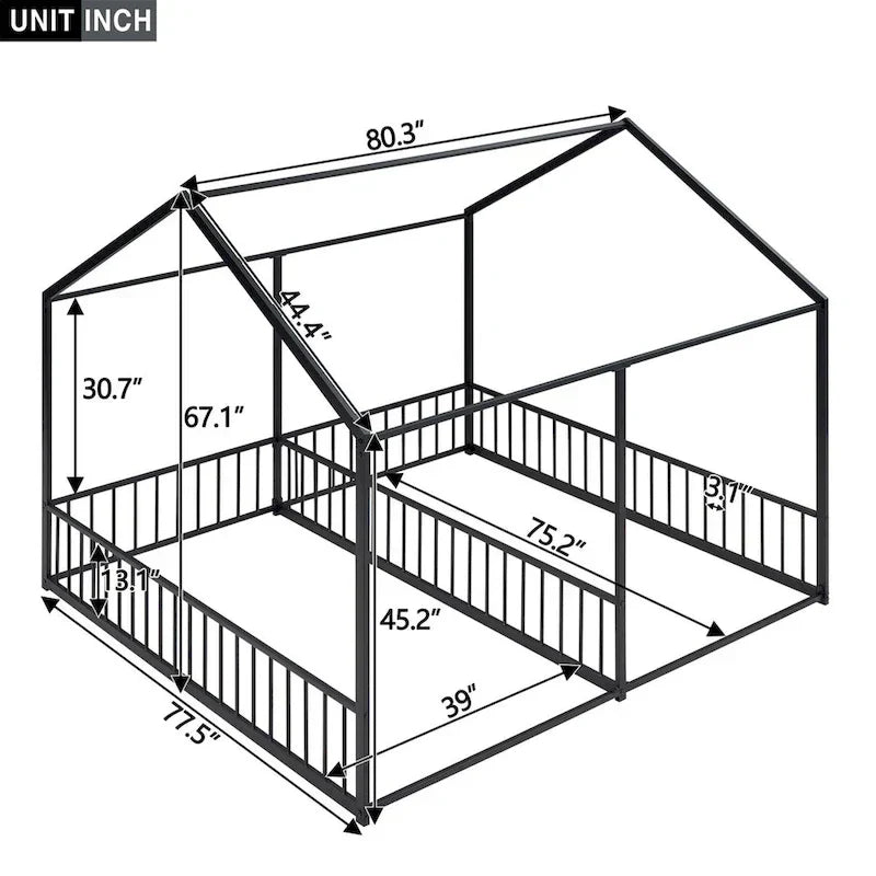 Lits de plateforme de maison en métal Merax taille double