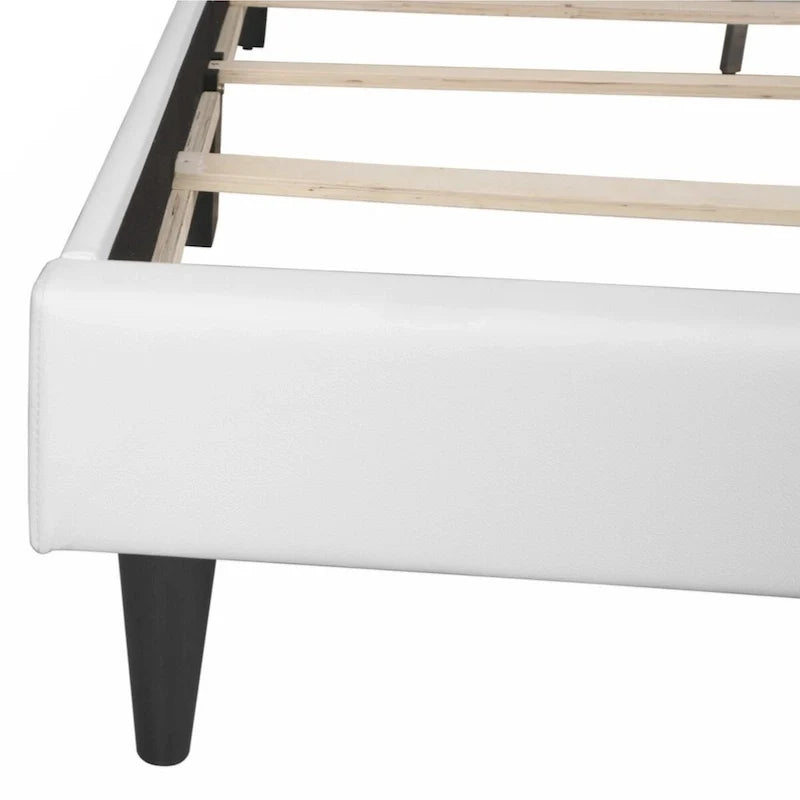 Lit plateforme en similicuir blanc, taille Queen