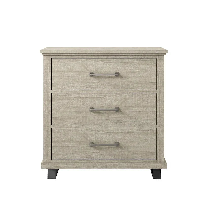 Ensemble de chambre à coucher 3 pièces de style campagnard - 2 tables de chevet et 1 commode