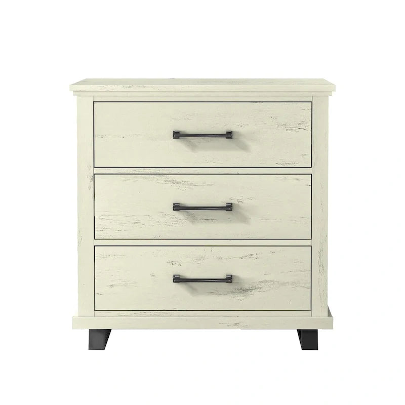 Ensemble de chambre à coucher 3 pièces de style campagnard - 2 tables de chevet et 1 commode