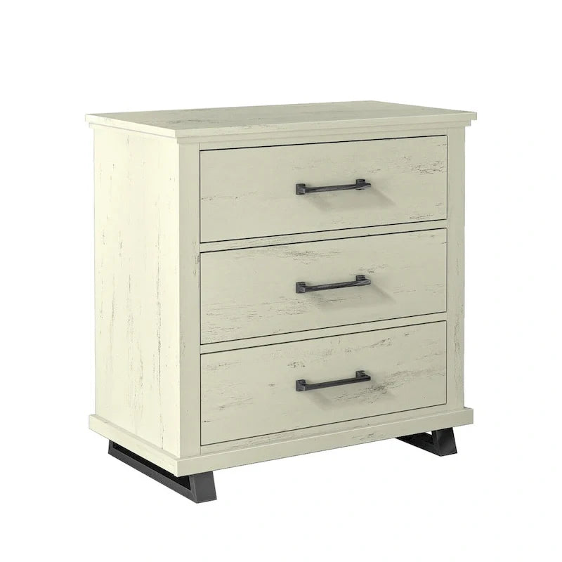 Ensemble de chambre à coucher 3 pièces de style campagnard - 2 tables de chevet et 1 commode