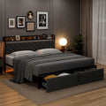 Struttura letto con testiera luci LED RGB e 2 cassetti portaoggetti