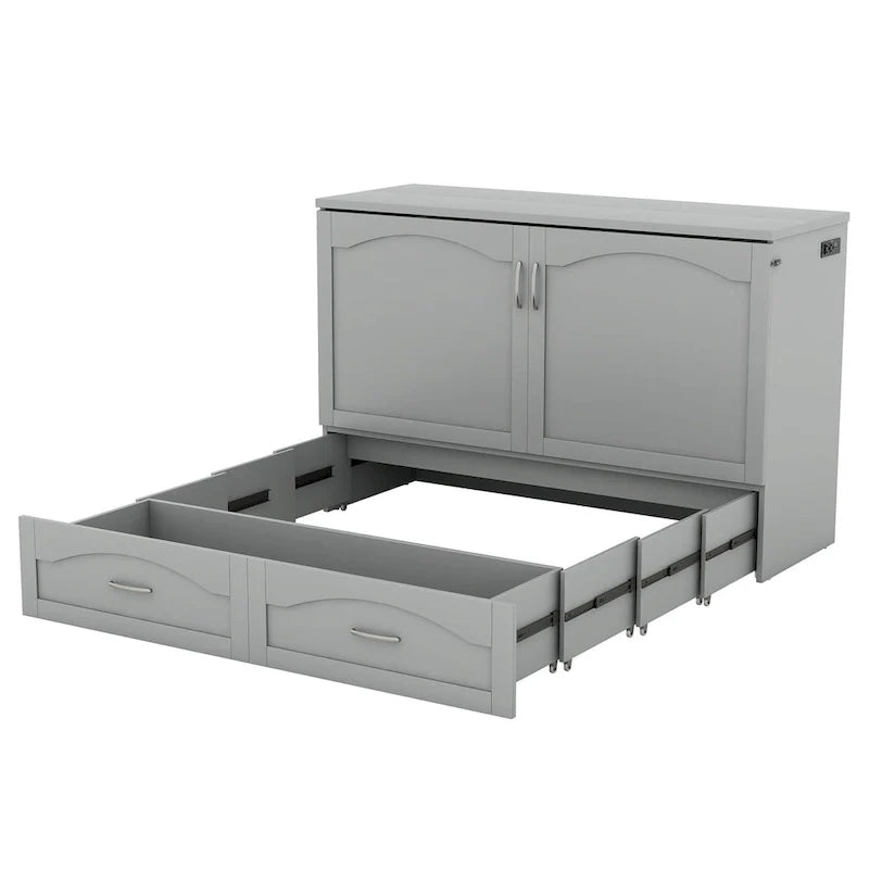 Lit escamotable Queen/Full avec tiroir et un ensemble de prises de courant et ports USB